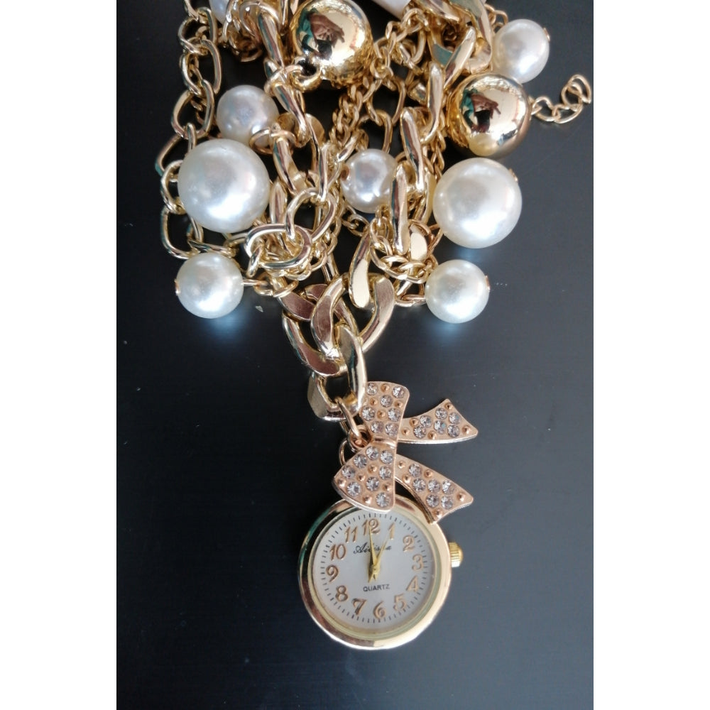 Elegant Pearl Bracelet Luxury Women's Watch – Timeless Style Redefined Trendy Troves