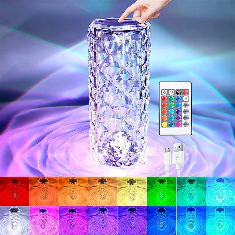 MultiColor Daimond Crystal LED Lamp With Remote Trendy Troves