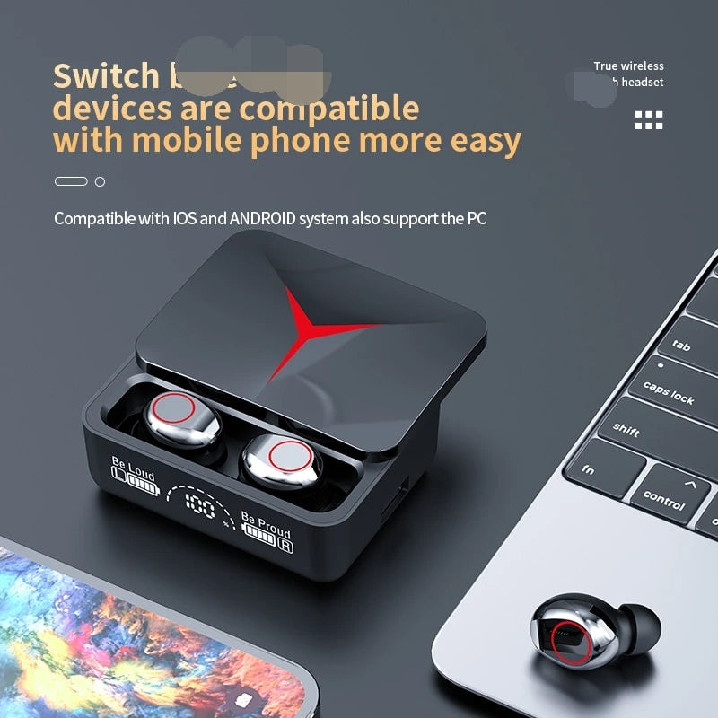 M90 Pro TWS Earbuds – Bluetooth 5.3 Wireless Gaming Earphones with LED Light