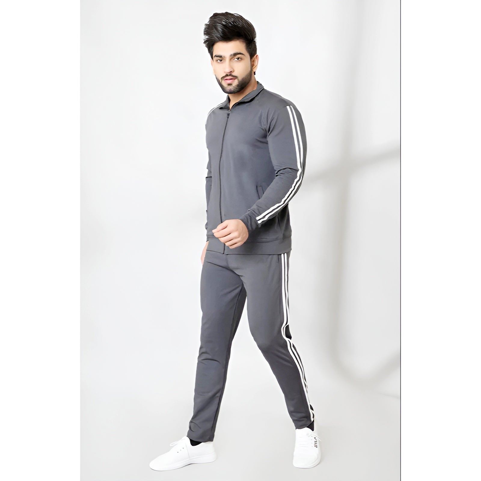 Men's Premium Three-Stripes Full-Sleeve Tracksuit